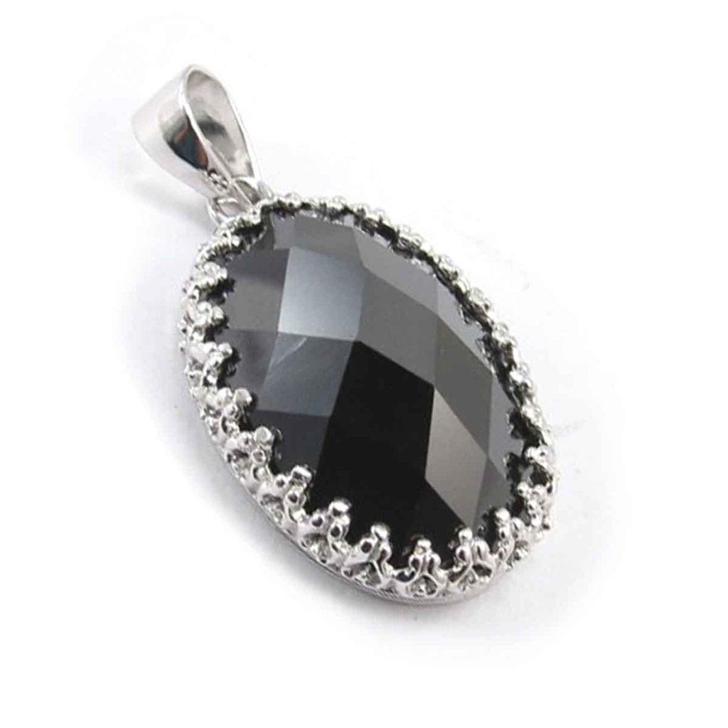 Les Trésors De Lily [G2792] - Silver Pendant 'Sappho' Black Silver (rhodium-plated) - 15x18 Mm