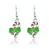 2018 European & American Christmas Candy Cane Earrings: Festive Red, White, & Green Pattern