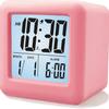Silicone small alarm clock, student non-slip and shock-proof smart clock, square clock and table clock, electronic gifts.
