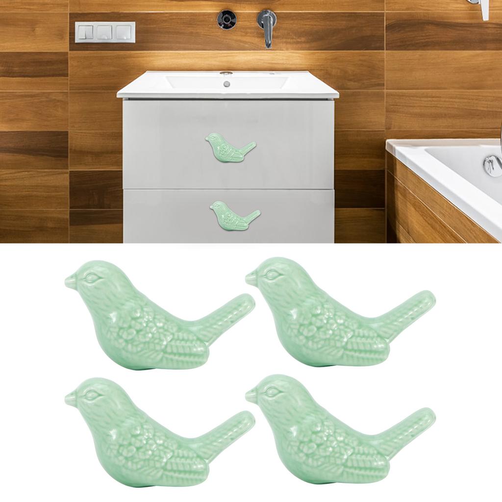 4 комплекта керамических ручек в форме птицы, сделай сам, дверные ручки для ящиков шкафов, мебельные аксессуары, зеленый