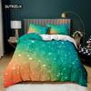 Rainbow Duvet Cover Set Girly Spiral Multicolor Bright Sequins Bedding Set for Kids Girls King Size Soft Microfiber Quilt Cover