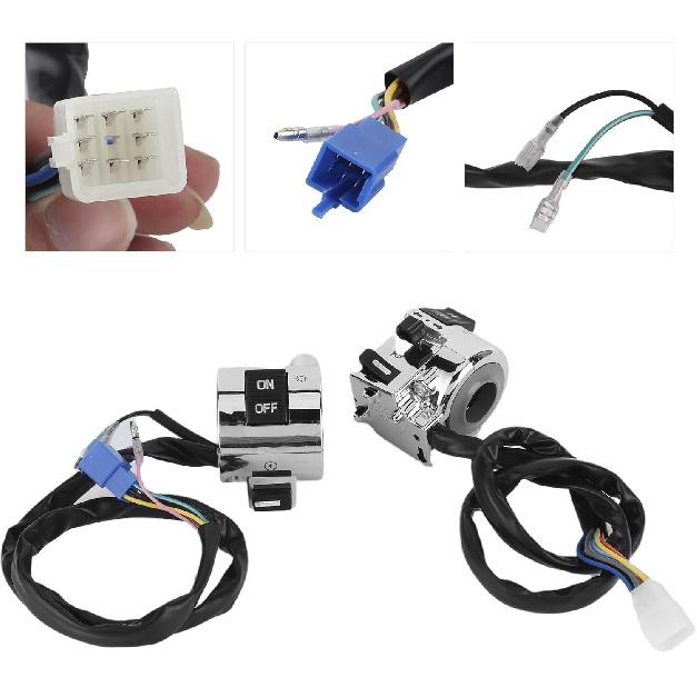 Motorcycle Handlebar Switch, Universal Motorcycle Handlebar Switch Control Button for Headlight Turn Horn, Pair Assembly with 25mm Chrome Plated