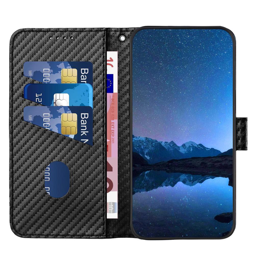 For Honor X9b 5G/Honor Magic6 Lite 5G/Honor X50 GT 5G/Honor X50 Pro 5G/Honor X50 5G Wallet Case with Strap Carbon Fiber Texture Leather Mobile Cover