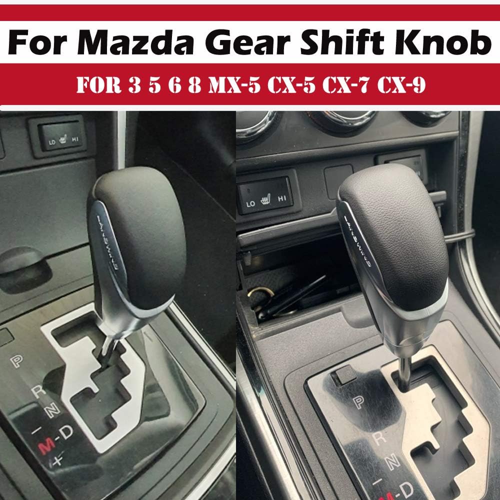 Automatic Genuine Leather Car Shift Gear Knob Stick Lever Head for Mazda 3 5 6 8 Series MX-5 CX-5 CX-9