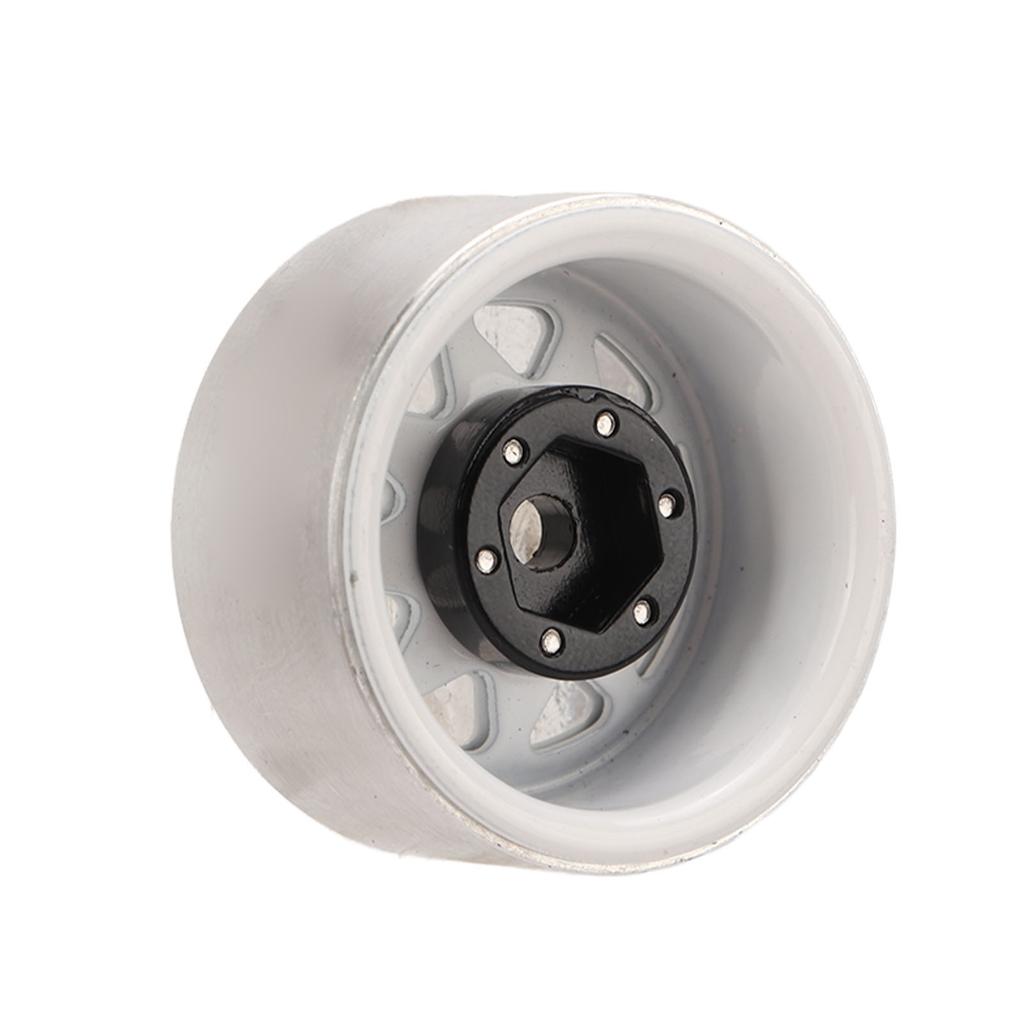 4 Pcs 1in RC Wheel Hub Lightweight Universal RC Car Replacement Metal Wheel Rims for Upgrade White