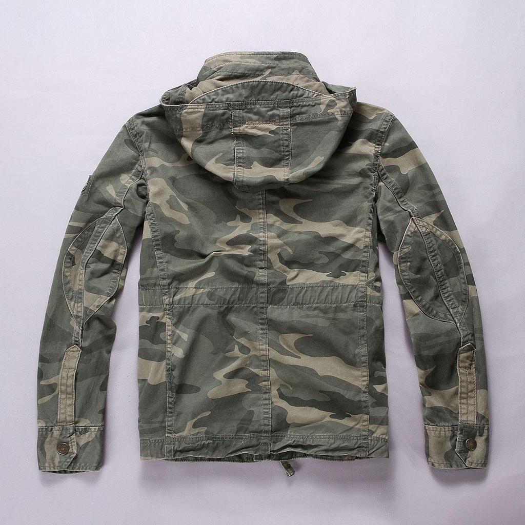 Мужская камуфляжная куртка средней длины с капюшоном в стиле амекадзи с множеством карманов