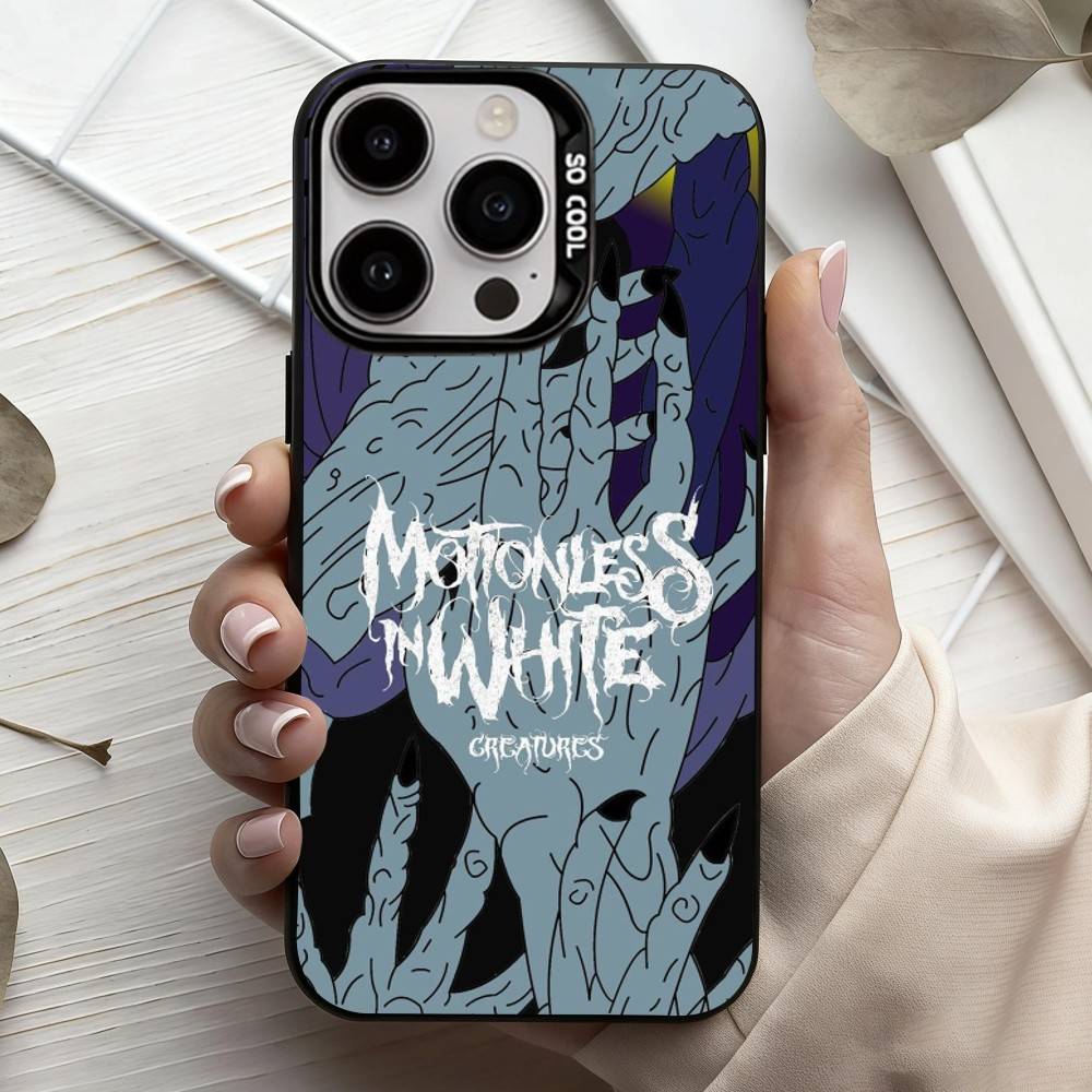 Чехол для телефона M-Motionless in W-White Band для iPhone 17, 16, 15, 14, 13, 12, 11 Plus, Pro Max Черный Конфетный Посеребренный Чехол