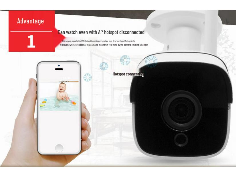 1080P HD 4MP/5MP Уличная водонепроницаемая WiFi камера безопасности с умным беспроводным подключением и слотом для карты
