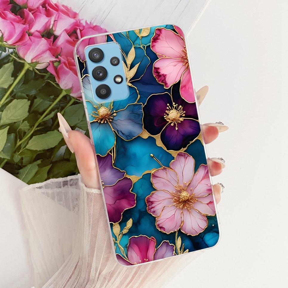For Samsung Galaxy A32 4G 5G Samsung A33 5G A325F Phone Case Bow Pattern Colorful Butterfly Flower Soft Clear Silicone Casing