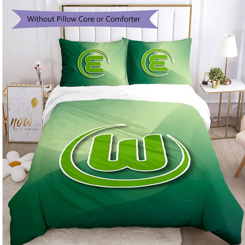 VfL Wolfsburg FC Printed 3PCS Bedding Set Breathable Duvet Cover with Pillowcases Decorative Bed Linen for Bedroom Home