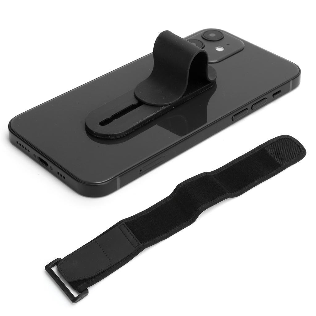 MOMOSTICK Mobile Phone Stick Gel Pad Finger Strap Holder Grip Stand with Phone ArmbandBlack