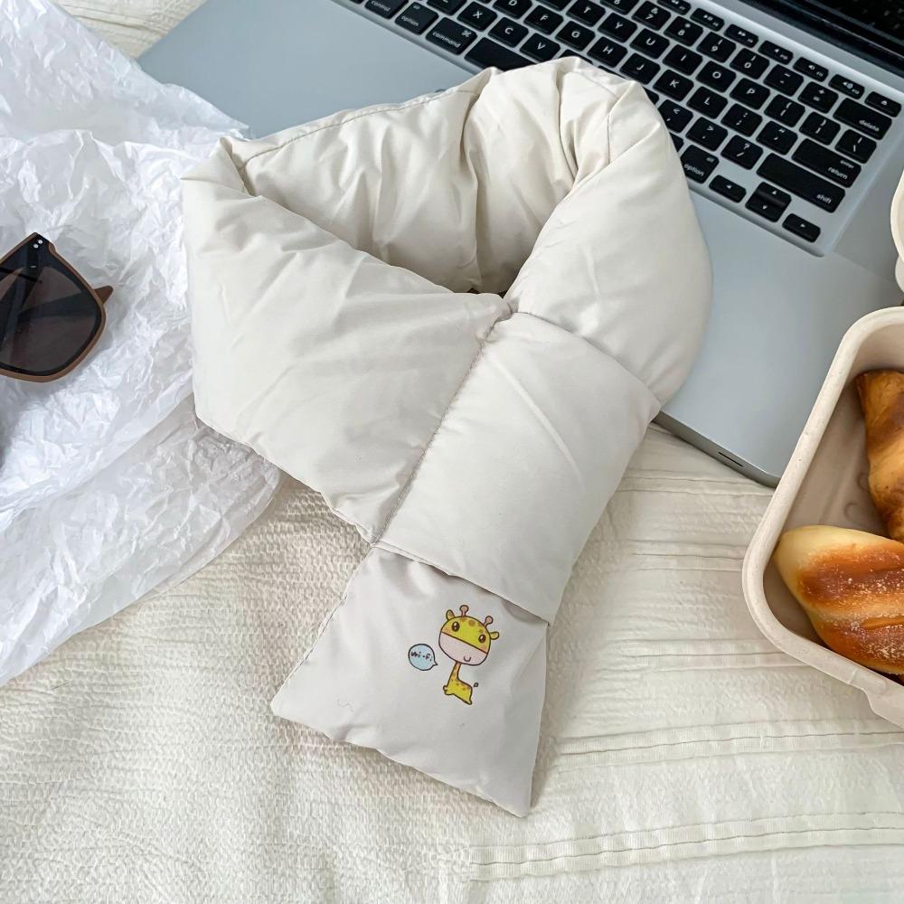 Windproof Down Cotton Scarf Solid Color Thermal Warm Scarf Fashion Winter Cross Scarf Outdoor