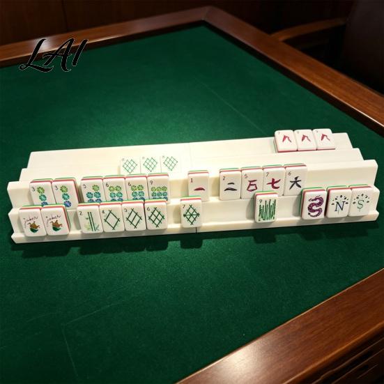 Mahjong Tile Display Trays 1/2/4Pcs Folding Double Rack 2 Player Holder Compact Table Racks for Up to 1.5 Inches Tiles Portable Game Accessory Rack