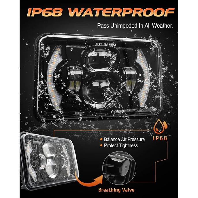 80 Вт 4X6 дюймов светодиодные фары H4 проектор дальнего и ближнего света рабочего света для H4651 H4652 H4656 H4666 автомобиль грузовик переоборудование Offraod