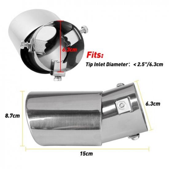 Car Pipe Rear Exhaust Tip Throat Tail Stainless Muffler Round Steel Accessories