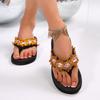 Luxury Colourful Crystal Decoration Flip Flops Women 2025 Summer Black Wedge Heels Slippers Comfortable Light Weight Sandals