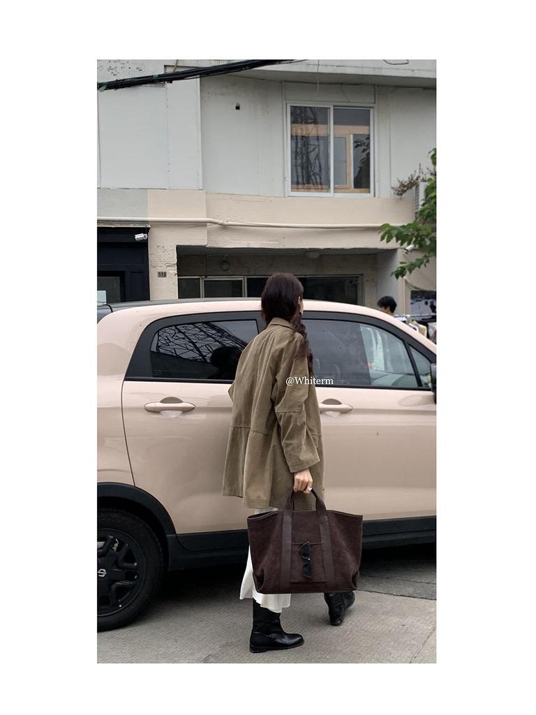 Женская сумка в корейском стиле, ретро из замши - Большая вместительная модная сумка-тоут (2024) от Rourouchen