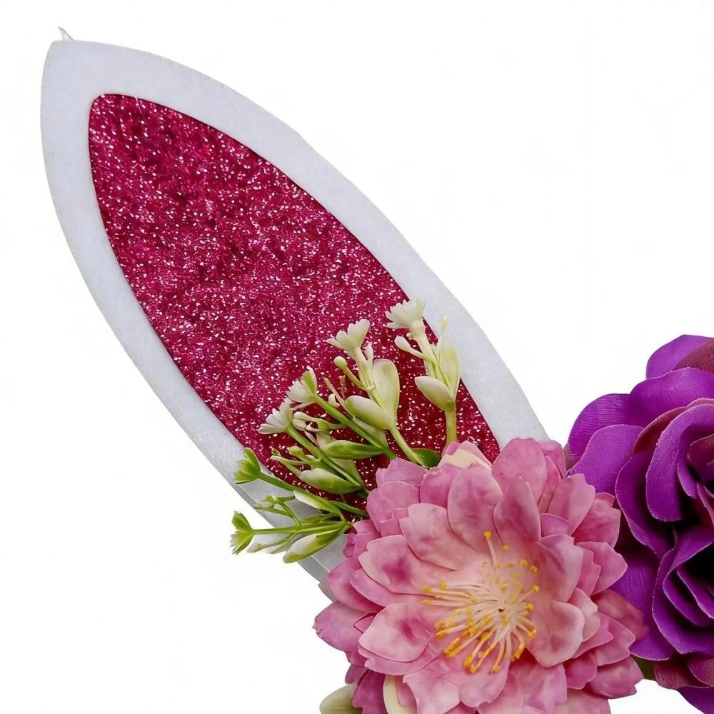 Colorful Bunny Ears Hair Hoop Floral Cosplay Headbands Funny Happy Easter Headdress  Holiday Decor