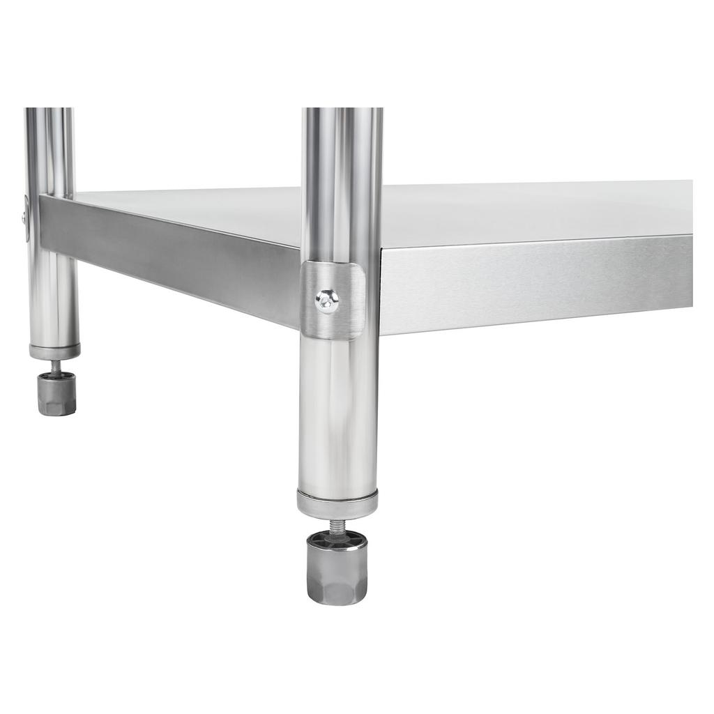 Kitchen table, stainless steel worktop, bottom shelf, 120x70cm