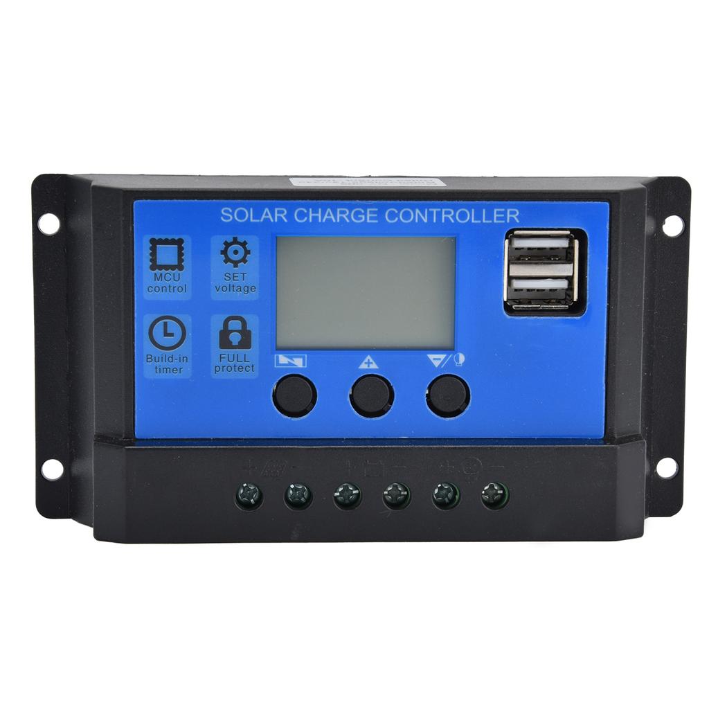 Solar Charge Controller LCD Display Dual USB Intelligent Control Regulator DC 12V?24V10A