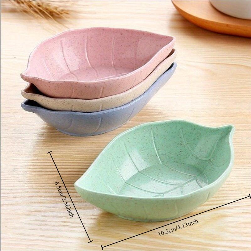 2Pcs Food Snack Dish Plastic Leaf Shaped Plate Food Dish
