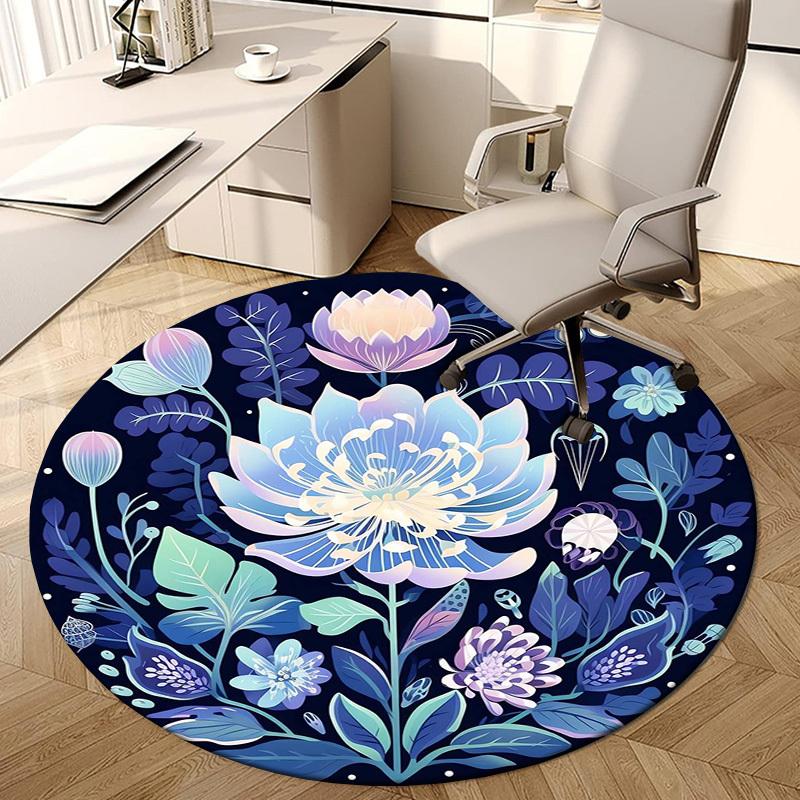 1pc Office Carpet Chair Mats Elegant Floral Circular Design Perfect for Decorating Office Chairs, Living Rooms, Or Bedrooms