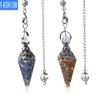 Accessories Antique Silver Pendant Natural Stone Cone Necklace Chakra Jewelry Pendulum