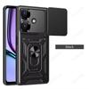 Слайд-камера Funda для Realme Narzo N61 4G Чехол Push Lens Ring Stand Защитный чехол для Realme Note 60 4G Противоударный чехол