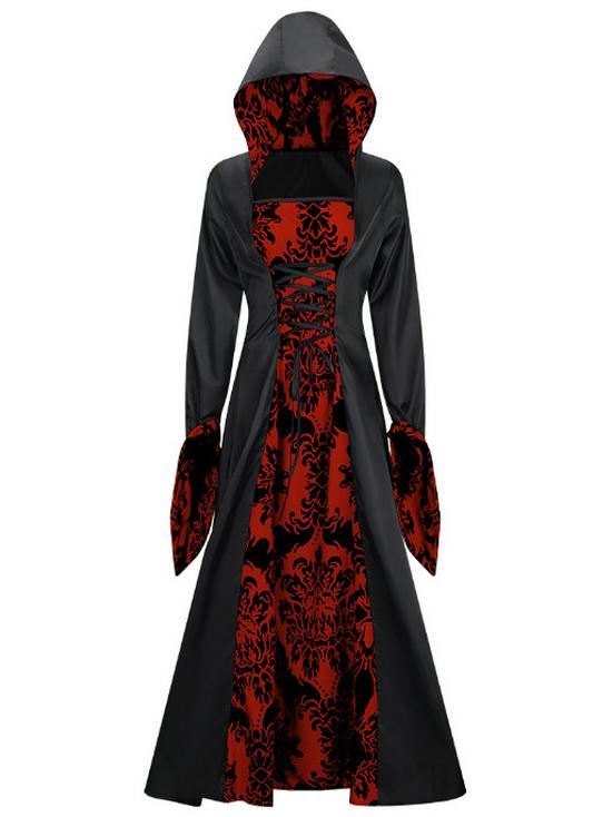 Vintage European Court-Style Hooded Long Sleeve Halloween Dress