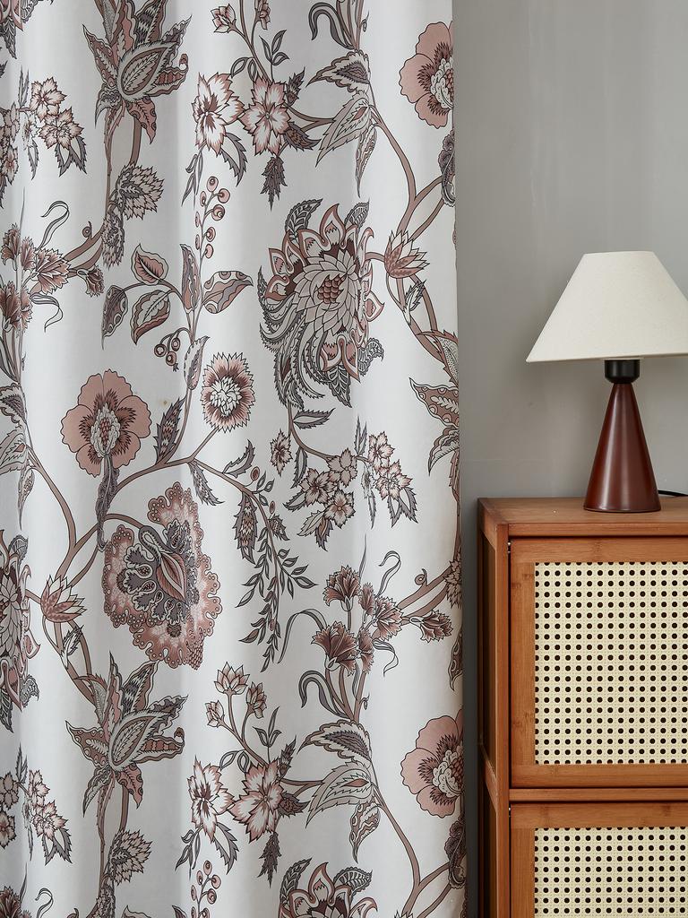 Blackout Curtains 84 Inch Length Floral Bedroom Curtains Printed Blackout Curtains for Living Room Thermal Insulated Grommet Top