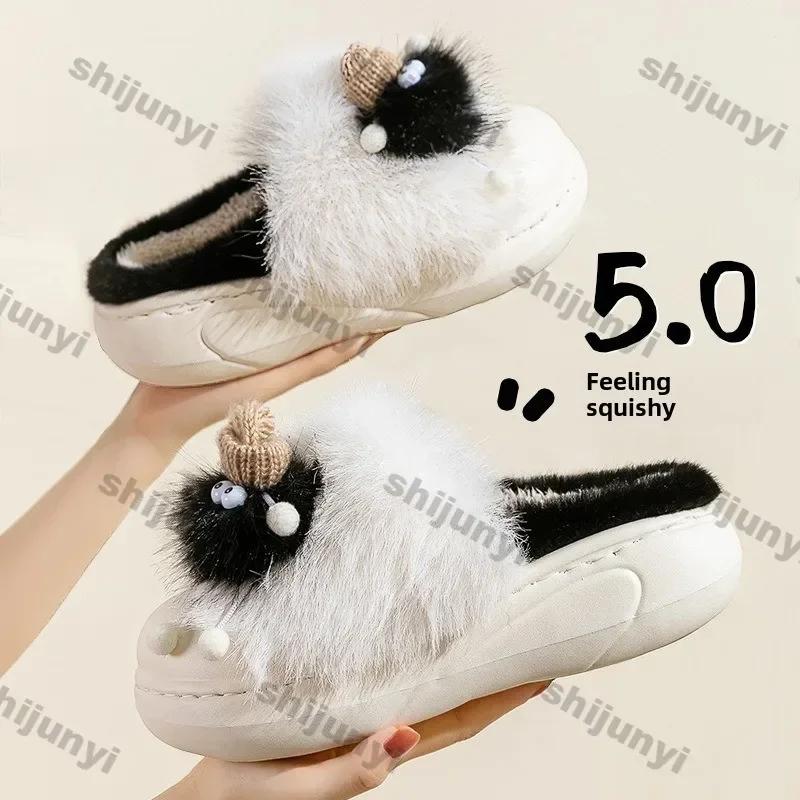 Мода 2025 Осень Зима Новая Женская Домашняя Обувь Женская Зимняя Теплая Модная Спальня Тапочки Женская Обувь Женские Мультяшные Тапочки