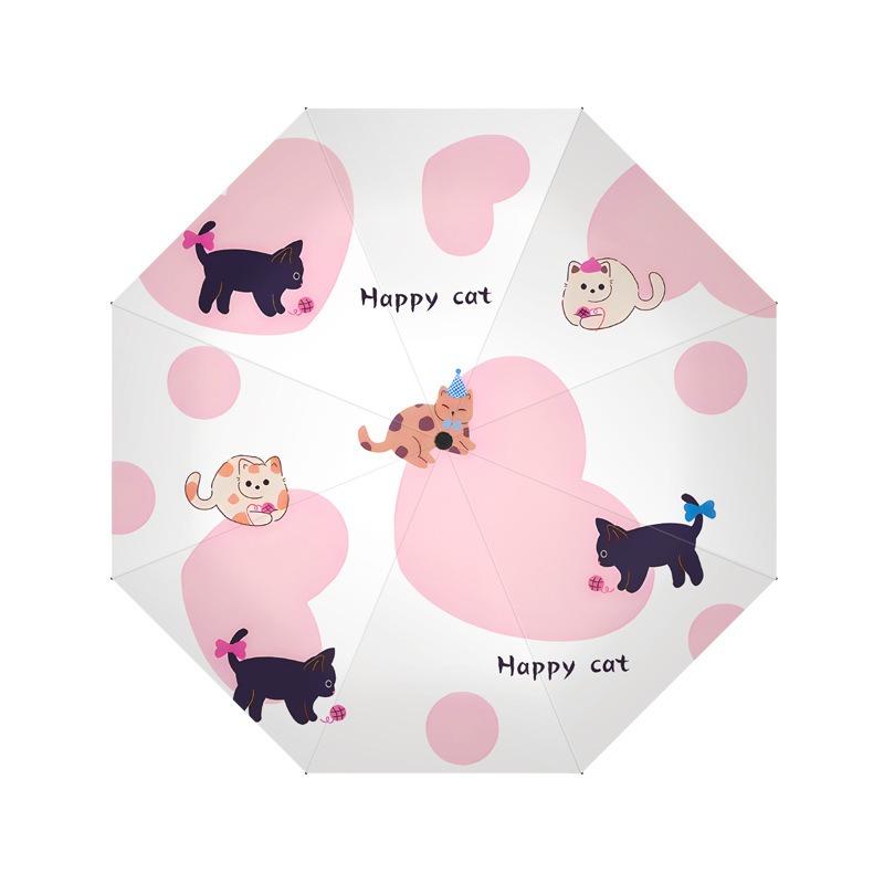 Automatic Three-fold Umbrella Cartoon Digital Folding Umbrella Vinyl Anti-ultraviolet Sunscreen Sun Umbrella