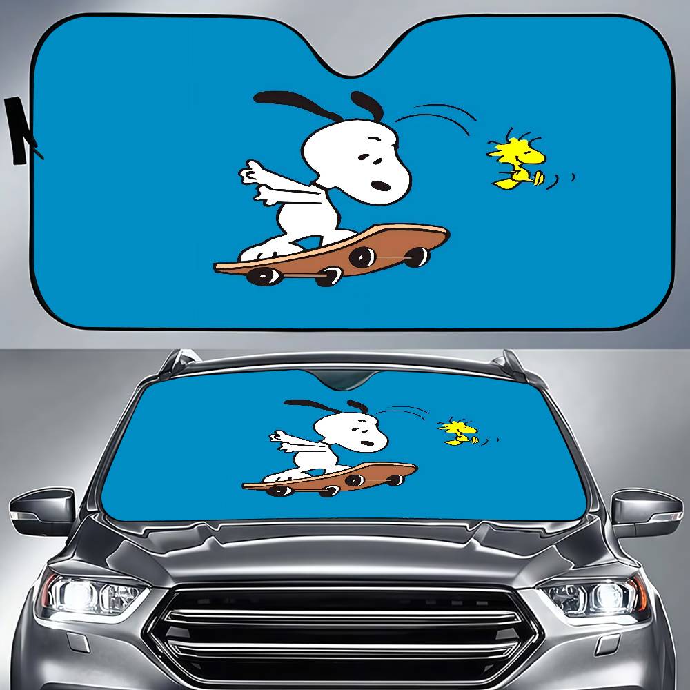 Cute Cartoon S-Snoopy Auto Windshield Sun Shade Personalized Picture Block UV Rays Sun Visor Protector Car SunshadeWindshield Sunshades 1