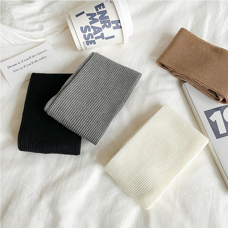Female Spring and Autumn Pure Color Simple College Style All Build Sweet Long Leg Socks