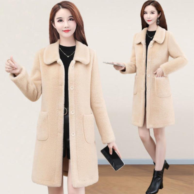 Plus Size Women Stylish Medium-length Wool Blend Middle-aged and Elderly Jacket 2024 Winter New Arrival Korean Version Mother Clothing Overcoat