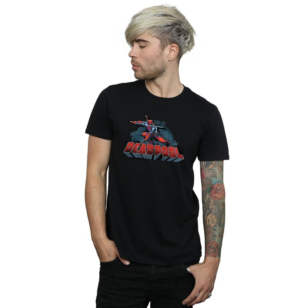 Marvel Mens Deadpool Sword Logo T-Shirt