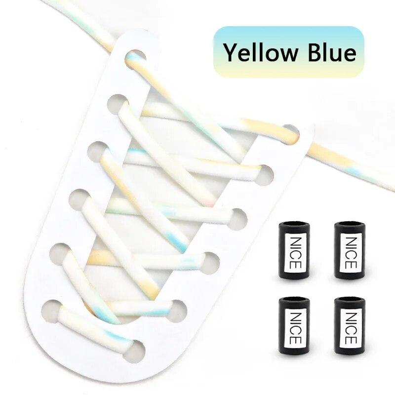 НОВЫЕ эластичные шнурки для кроссовок без завязок, шнурки для обуви с круглым металлическим замком, мужская и женская обувь для бега, кружевные аксессуары, 1 пара