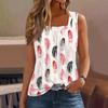 Женская мода повседневная плиссированная жилетка без рукавов с квадратным воротником и принтом летняя футболка