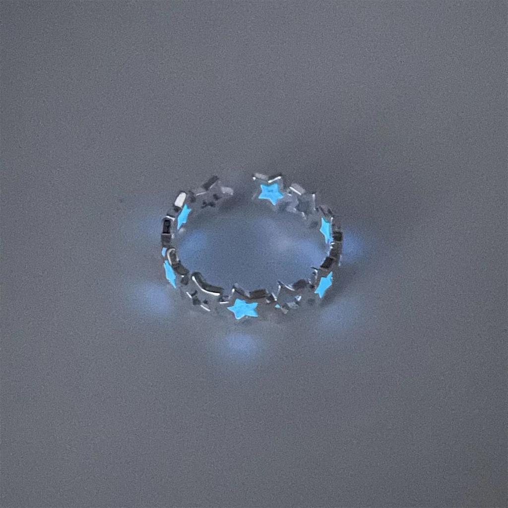 Korean Silver Color Shiny Five Pointed Star Rings for Women Simple Zircon Cross Hollow Star Open Finger Rings Jewelry Party Gift