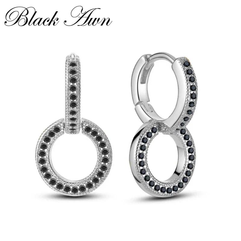 Черно-белые дизайнерские ювелирные серьги-капли