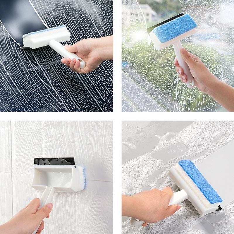 Скребок для стеклоочистителя для зеркала, щетка для чистки стекла двойного назначения, бытовая плитка для ванной комнаты, можно повесить с ручкой, щетка для чистки окон