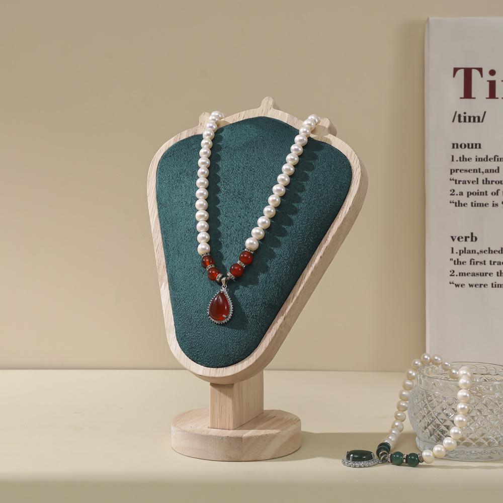 Mannequin Wooden Velvet Necklace Pendant Chain Jewelry Bust Neck Display Stand Holder Mannequin Necklace Pendant Window Display