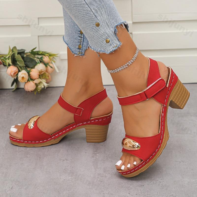 Fashion Women's Fashion Sandals 2025 Summer New Coarse Heel Leisure Comfortable Retro Outdoor Beach Cool Pumps Open Toes Elegant Sandals