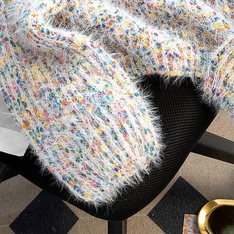 Women's V-Neck Color Block Loose Knit Sweater