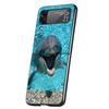 Ocean Animal Cute Dolphin Case Phone Cover for Samsung Galaxy Z Flip 6 5 4 3 5G ZFlip6 ZFlip5 ZFlip4 ZFlip3 Black Hard Trend Fun