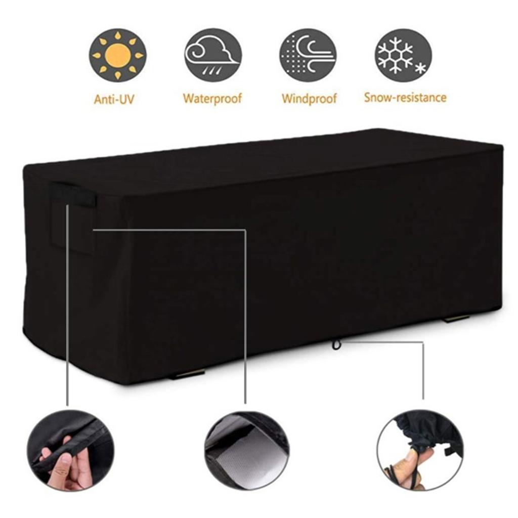 Waterproof Sturdy Covers Outdoor Deck Box Protective Cover Storage Benches Cover(Black)