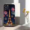 Paris landscape Eiffel Tower For iPhone 12,16,11,14,15,17,13,X,Mini,SE,XS,Plus,Pro Max,8,7,XR,Soft Silicone Black Case