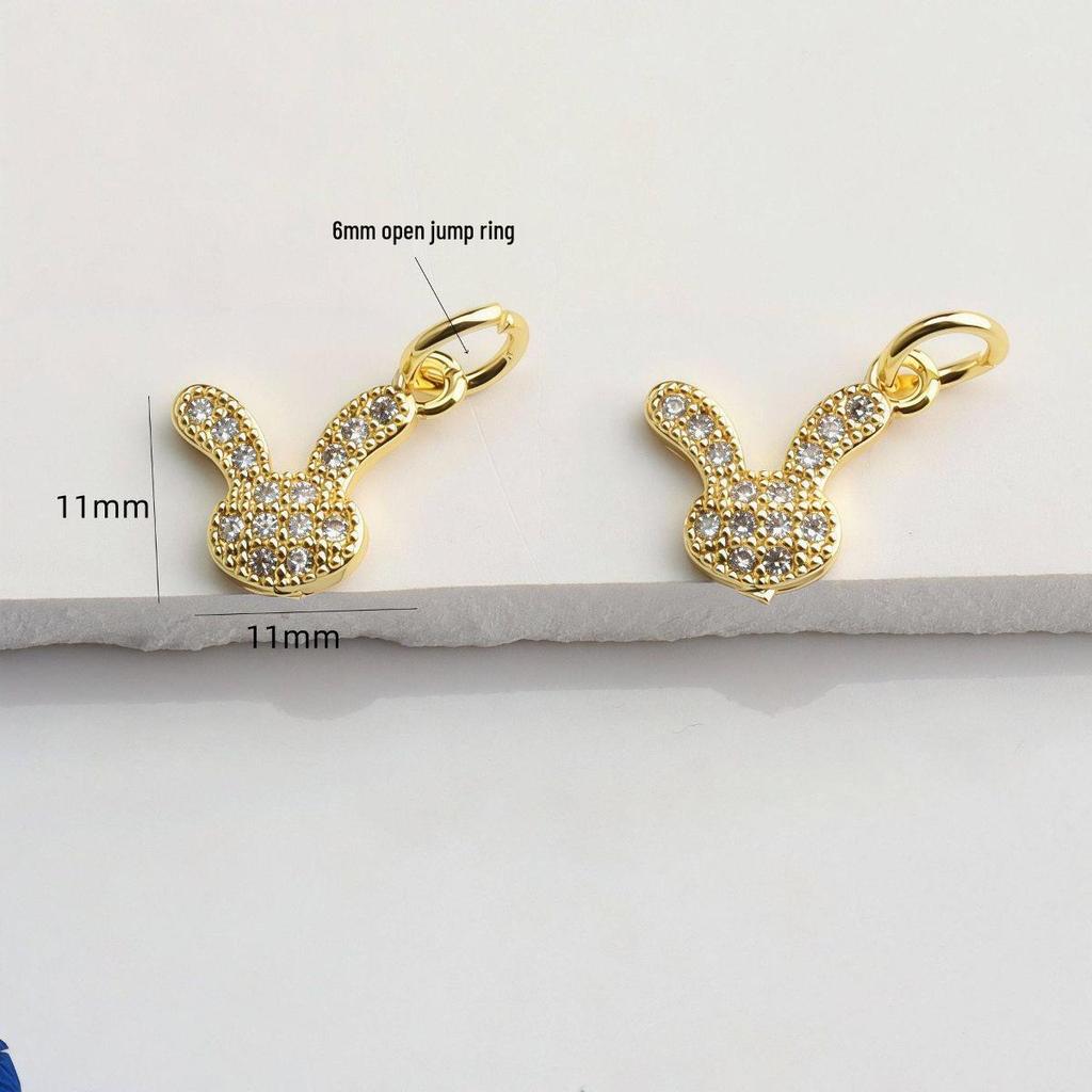 14K Gold Plated Zircon Rabbit Pendant for DIY Bracelets and Necklaces