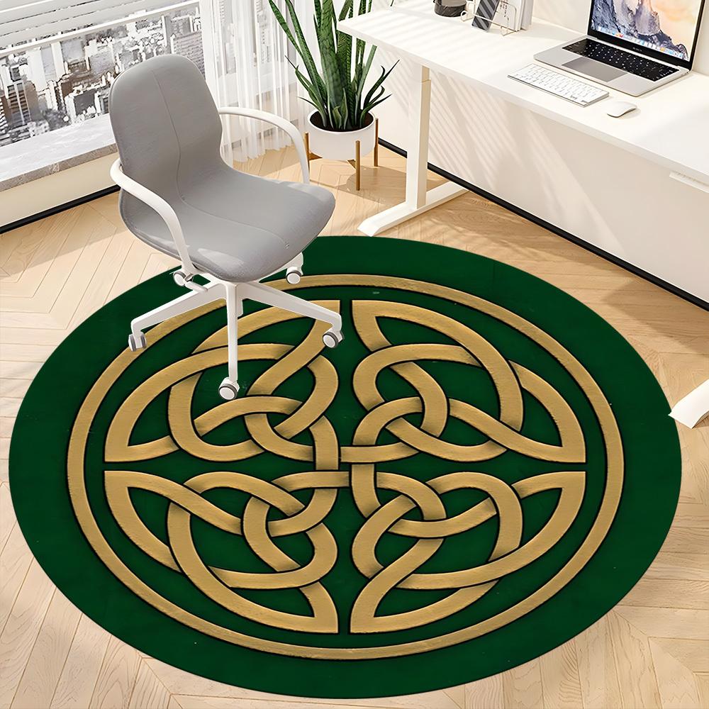 1pc Celtic Knot Office Round Area Rug, Mat Suitable For Office, Under Office Chairs Bedroom Living Room Home Decor, Room Deco
