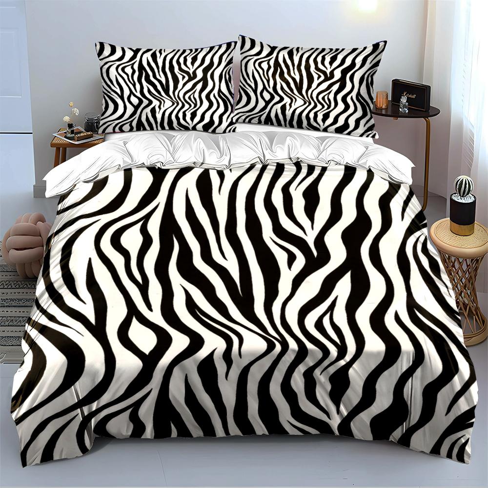 Zebra Stripe Print Bedding Set Bedding set (1 duvet cover, 2 pillowcases, duvet not included)